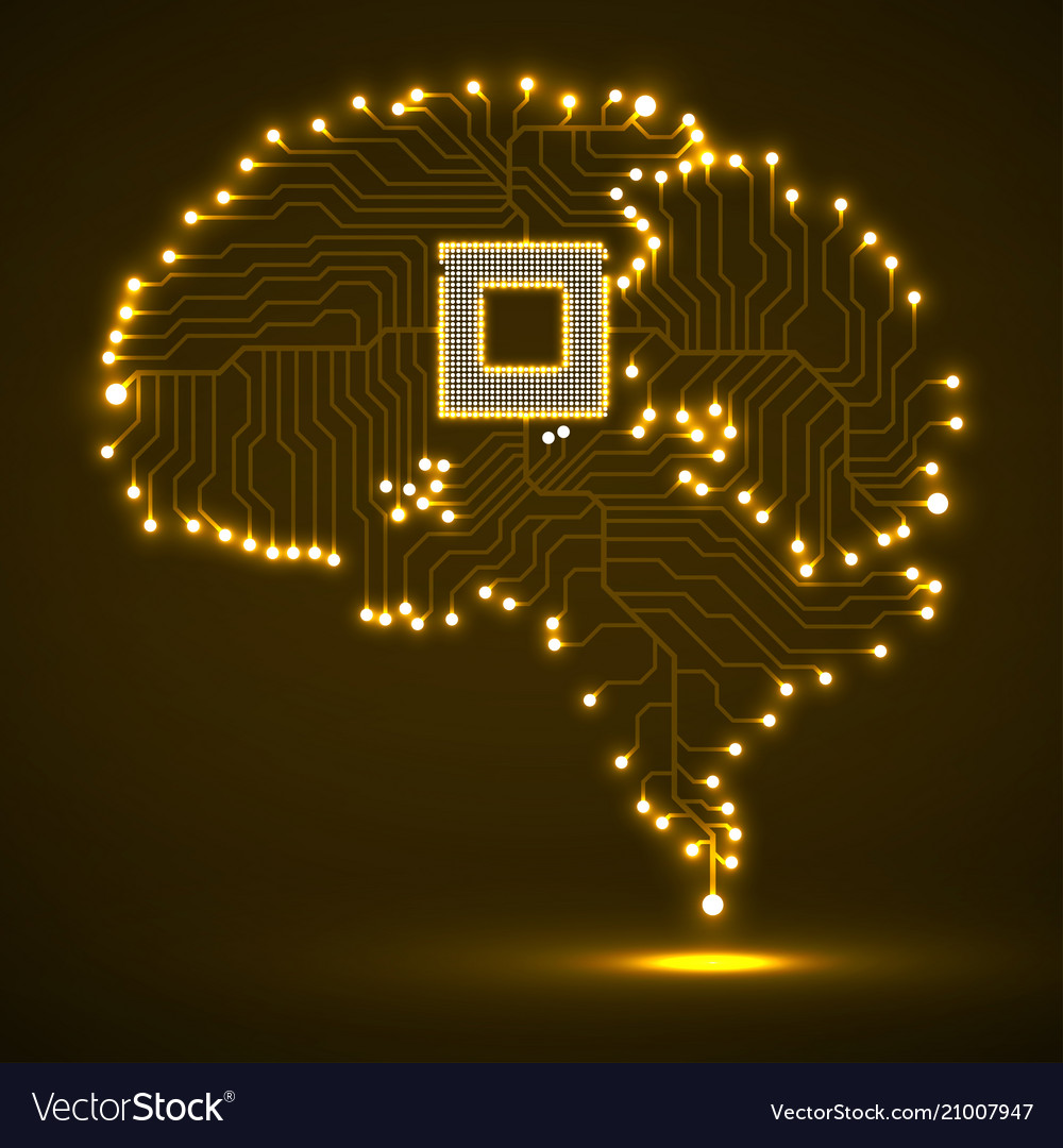 Glowing CPU Brain Circuit