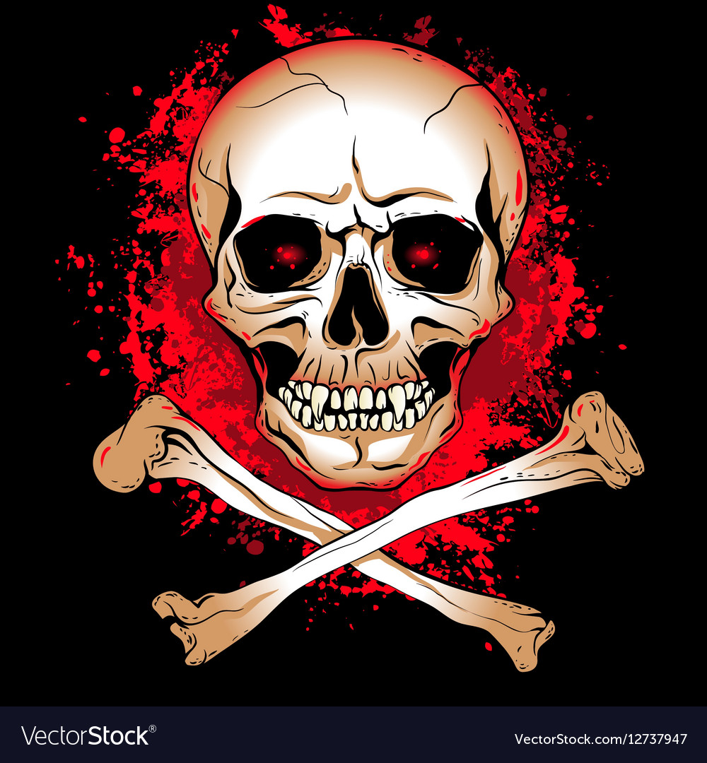 Glowing Skull with Bones and Blood