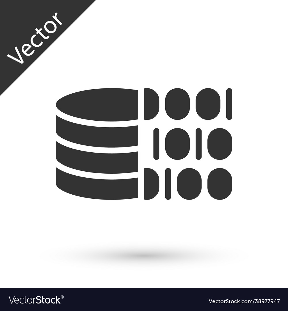 Grey binary code icon isolated on white background vector image Grey binary code icon isolated on white background