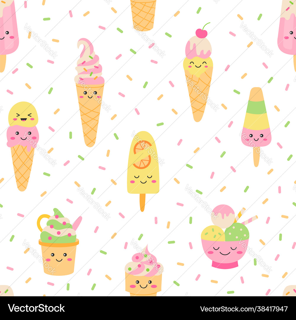 Ice cream seamless pattern Royalty Free Vector Image