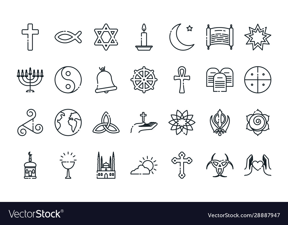 Icon set world religious symbols