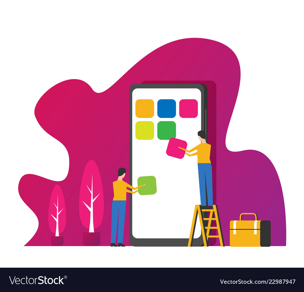 Mobile application development concept vector image Mobile application development concept