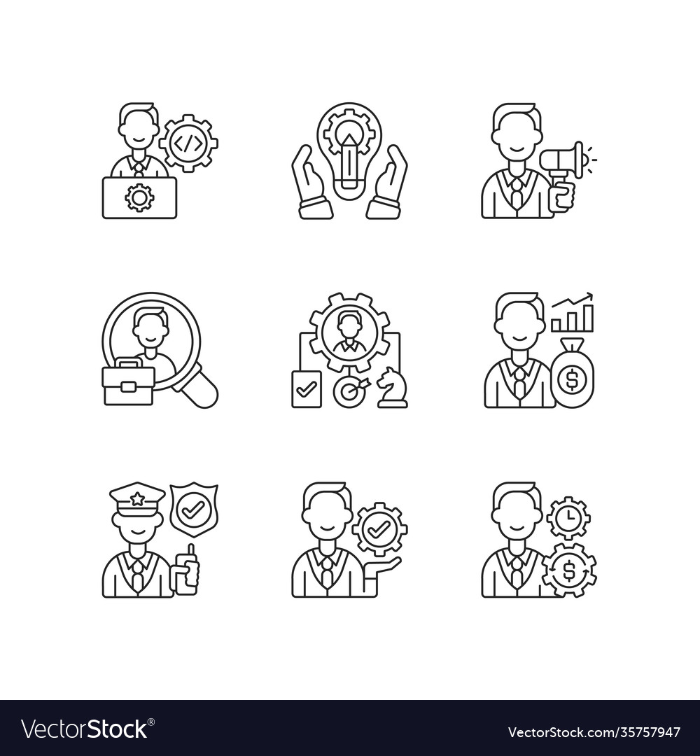 Organization structure linear icons set