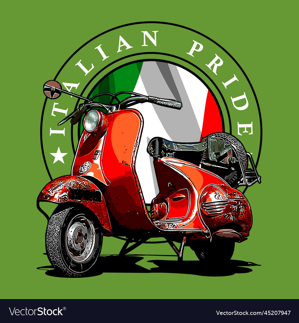 Rusty scooter in italy flag Royalty Free Vector Image