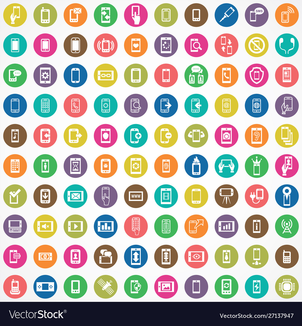 Smartphone 100 icons universal set for web and ui