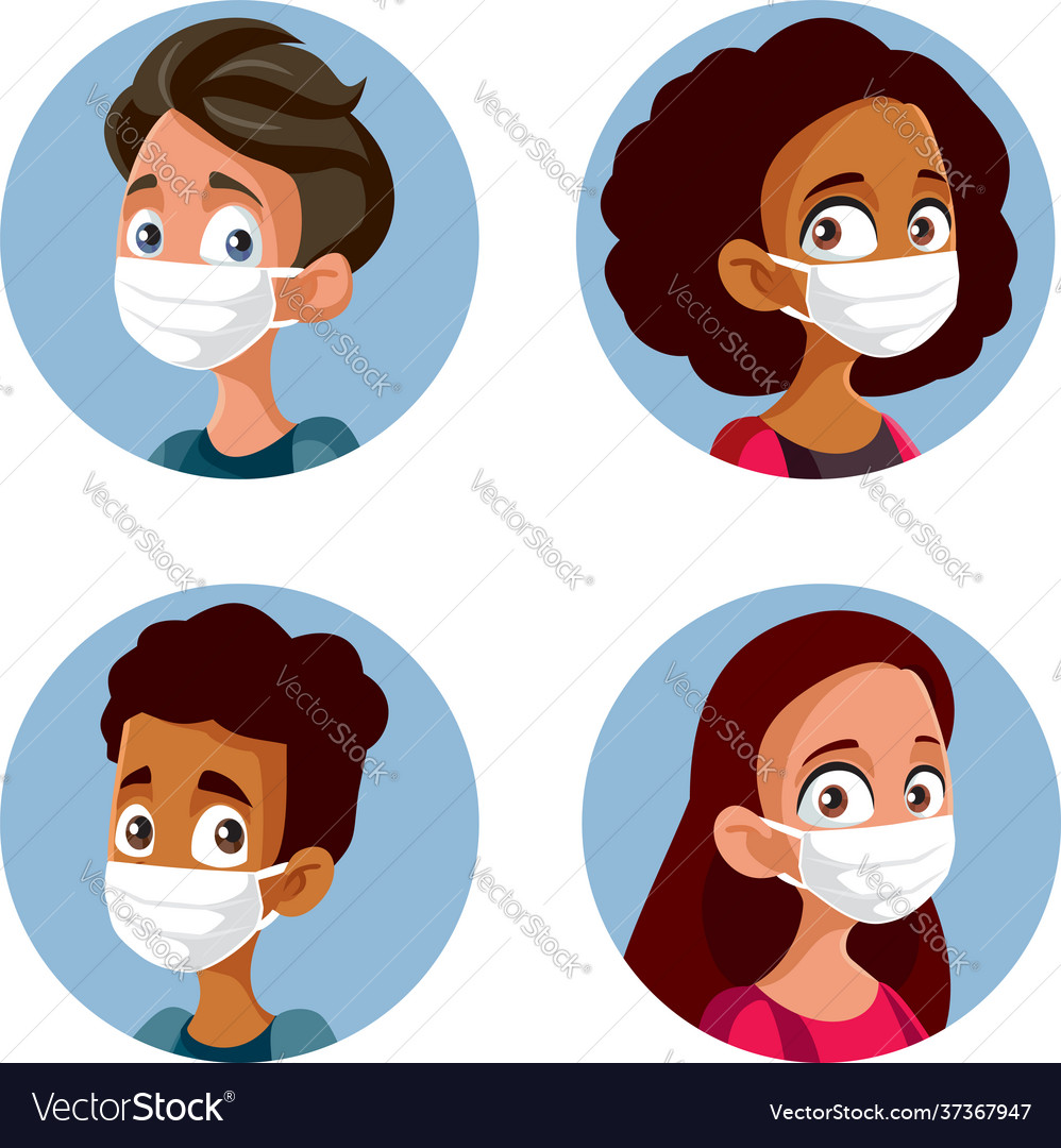 Teens wearing face masks during pandemic set