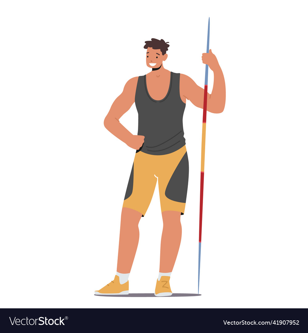 Athleten Charakter posiert in Uniform mit Javelin vector image Athleten Charakter posiert in Uniform mit Javelin