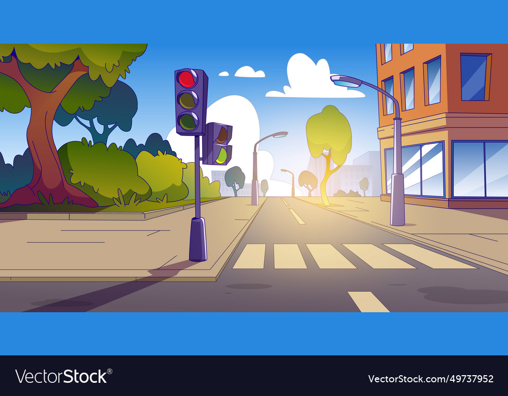 City street intersection with sidewalk Royalty Free Vector