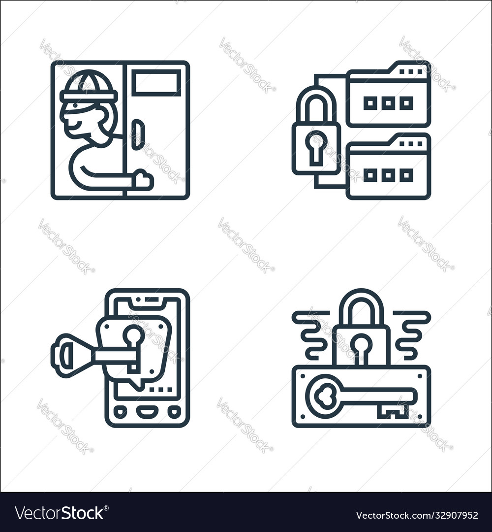 Confidential information line icons linear set