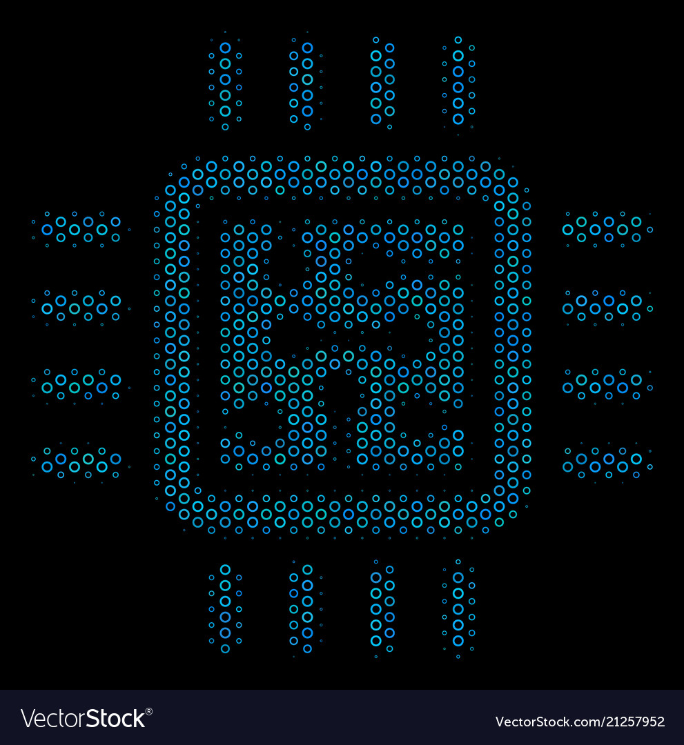 Cpu circuit mosaic icon of halftone circles vector image Cpu circuit mosaic icon of halftone circles