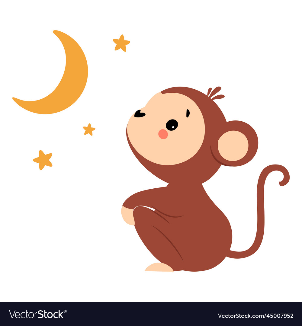 Cute playful monkey with long tail sitting