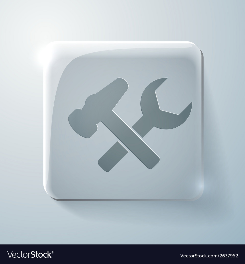 Glass Square Icon With Highlights Symbol Settings Vector Image