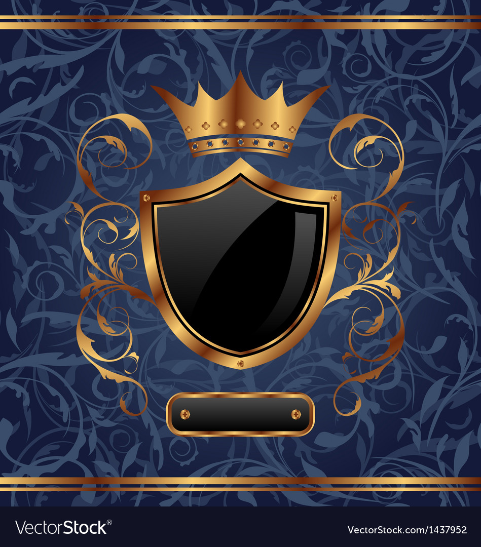 Golden vintage heraldic elements crown shield Vector Image