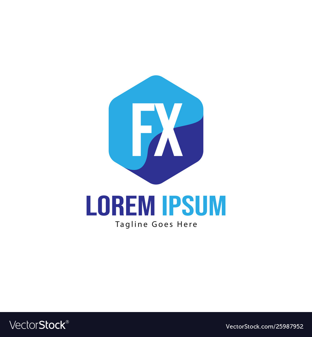 Initial fx logo template with modern frame Vector Image