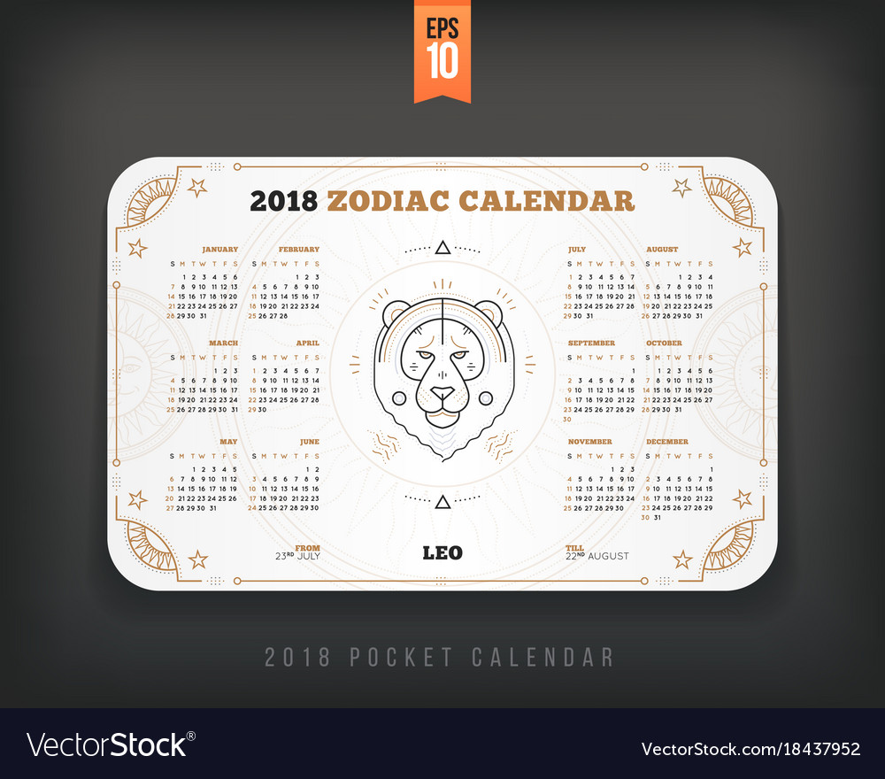 Leo 2018 year zodiac calendar pocket size