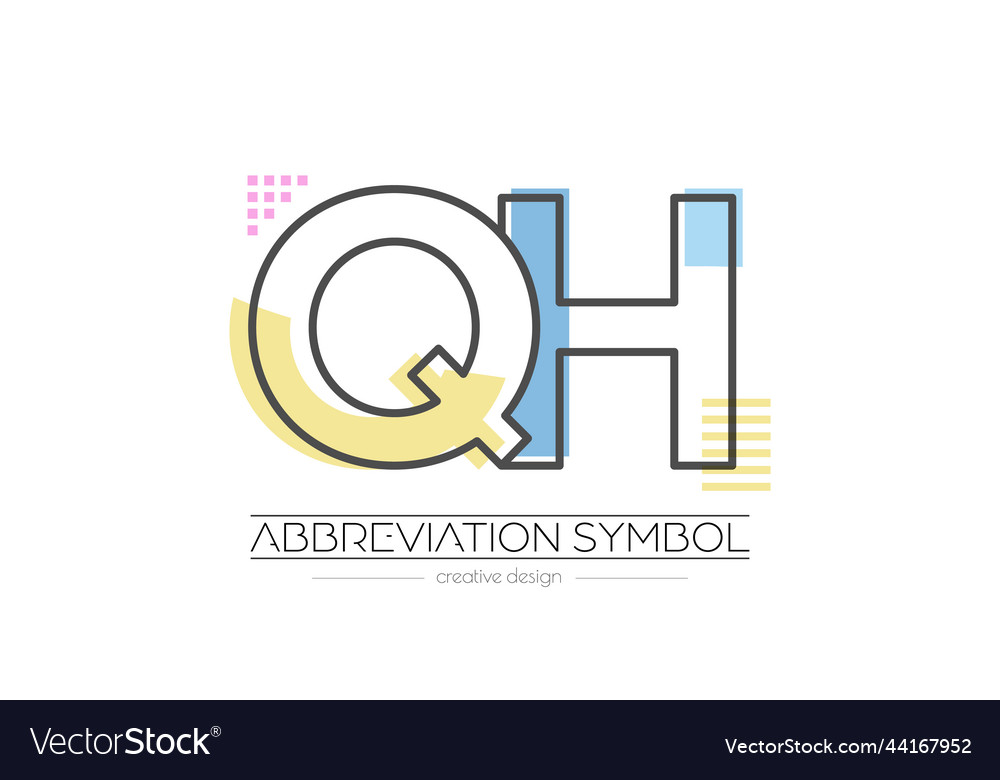 Letters q and h merging of two initials vector image Letters q and h merging of two initials