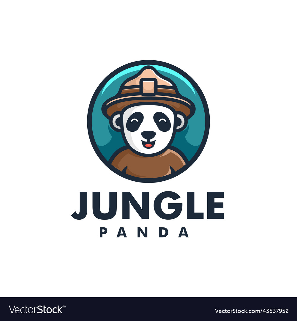 Logo panda mascot cartoon style