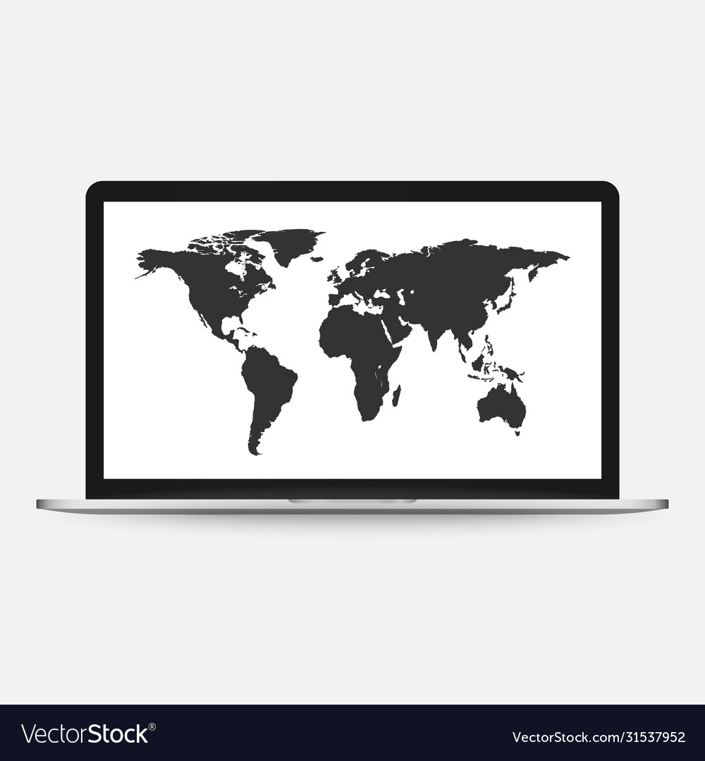 Map on computer screen isolated flat cartoon Vector Image