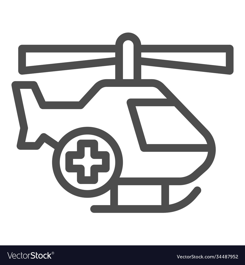 Medical helicopter line icon concept