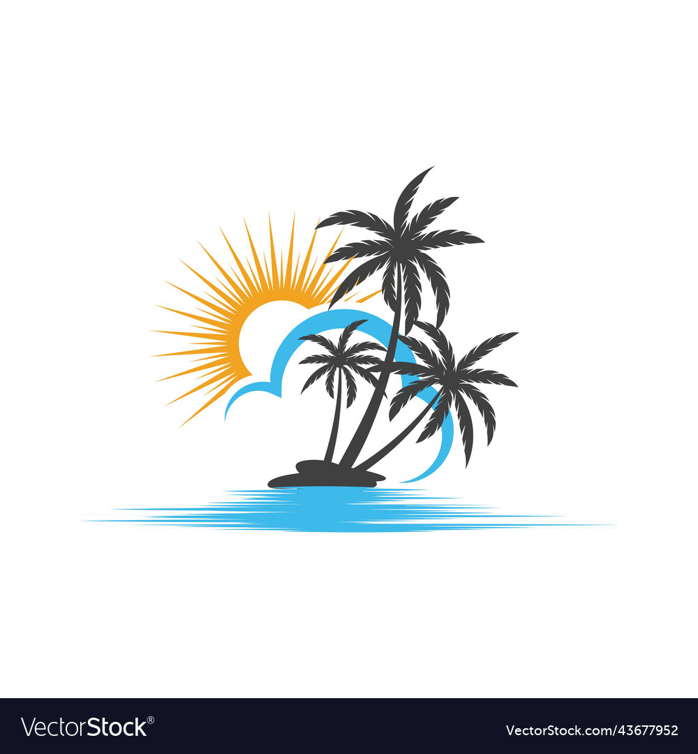 Palm tree summer logo template vector image Palm tree summer logo template