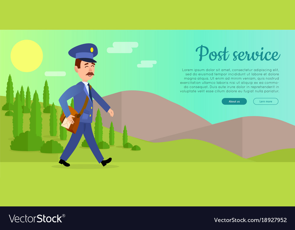 Post service web banner with postman
