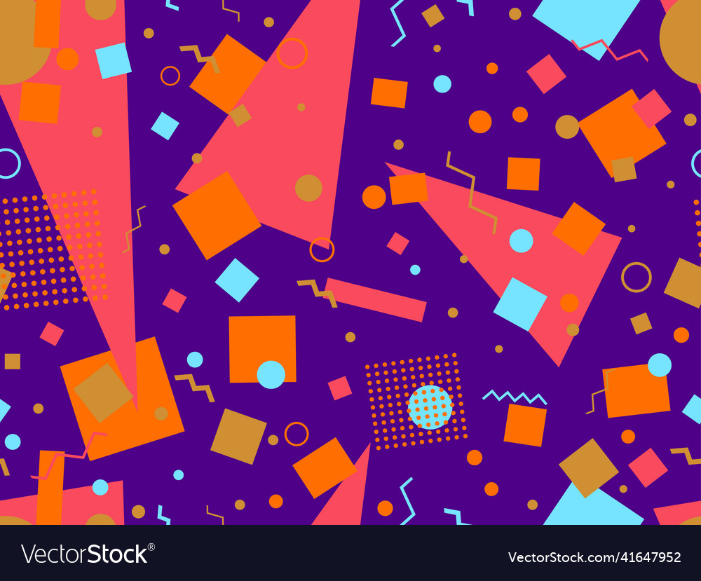 Seamless pattern with geometric shapes in 80s Vector Image