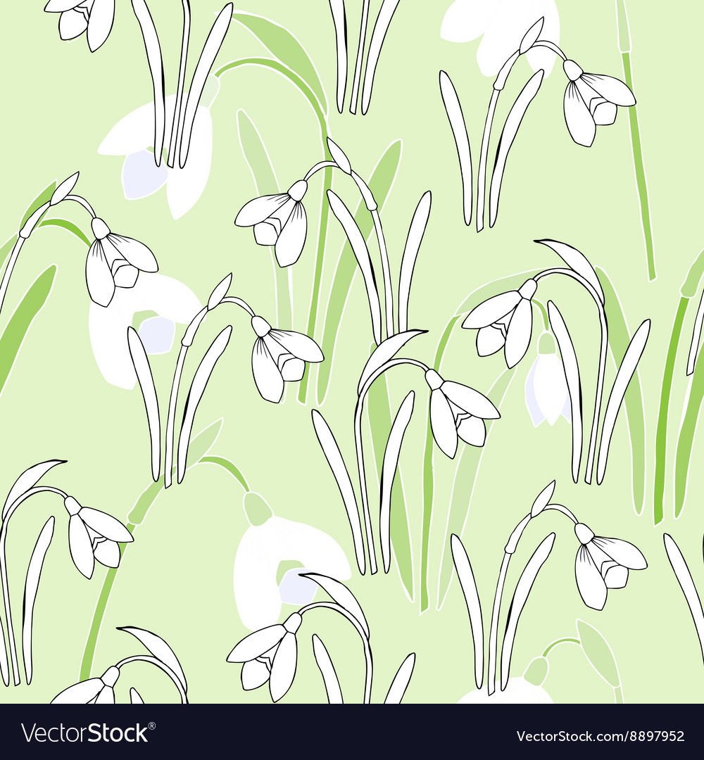 Seamless pattern with snowdrops