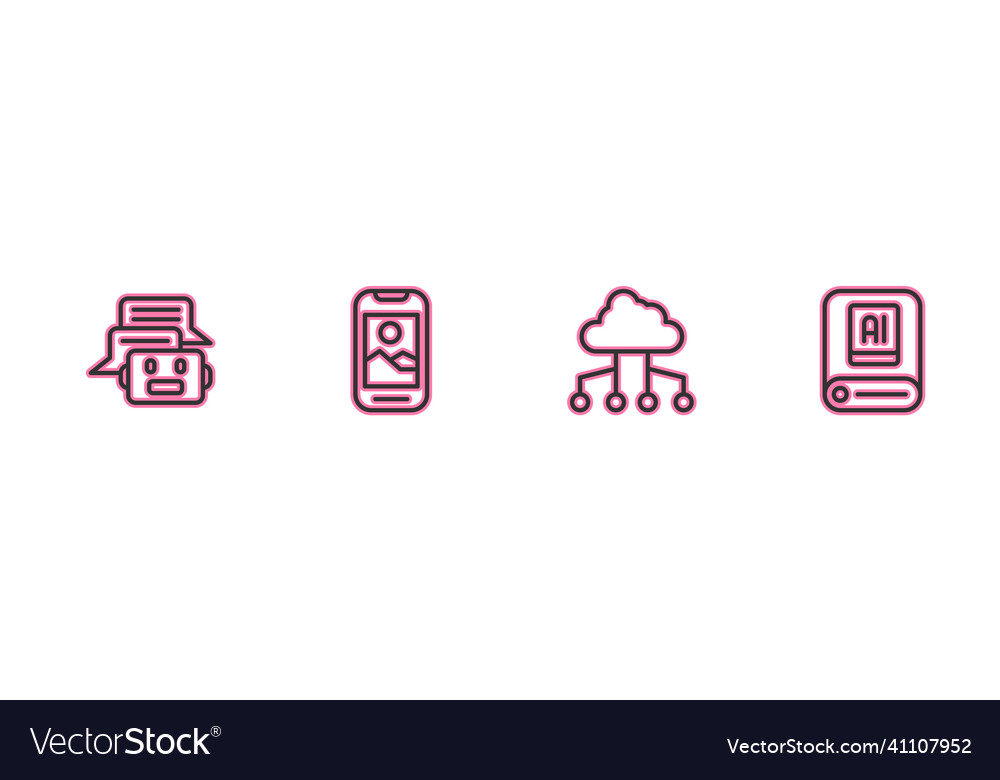 Set line chat bot network cloud connection vector image Set line chat bot network cloud connection