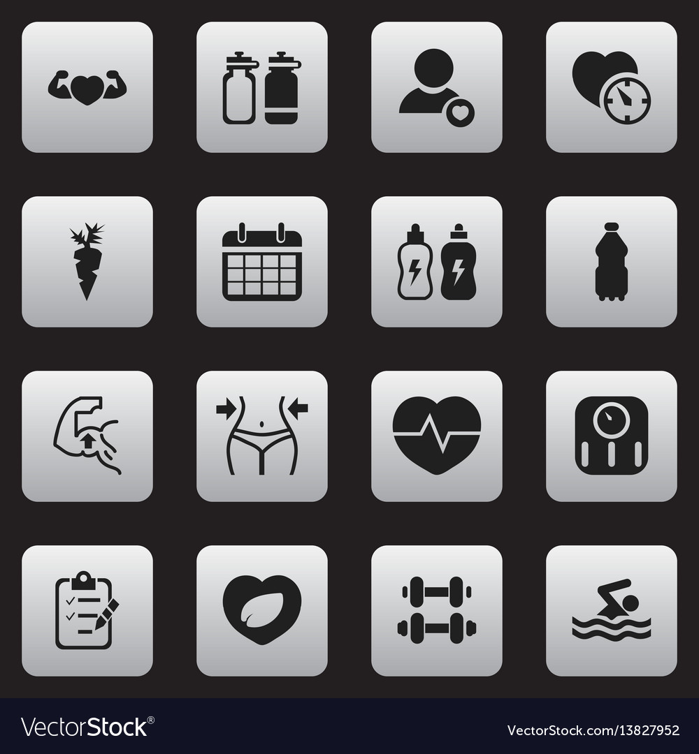 Set of 16 editable exercise icons includes