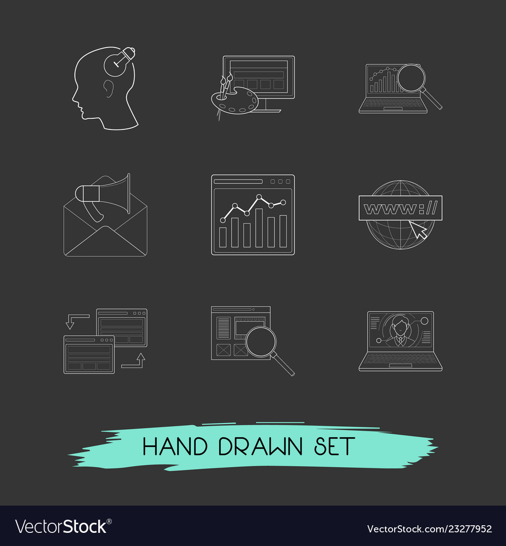 Set web design icons line style symbols