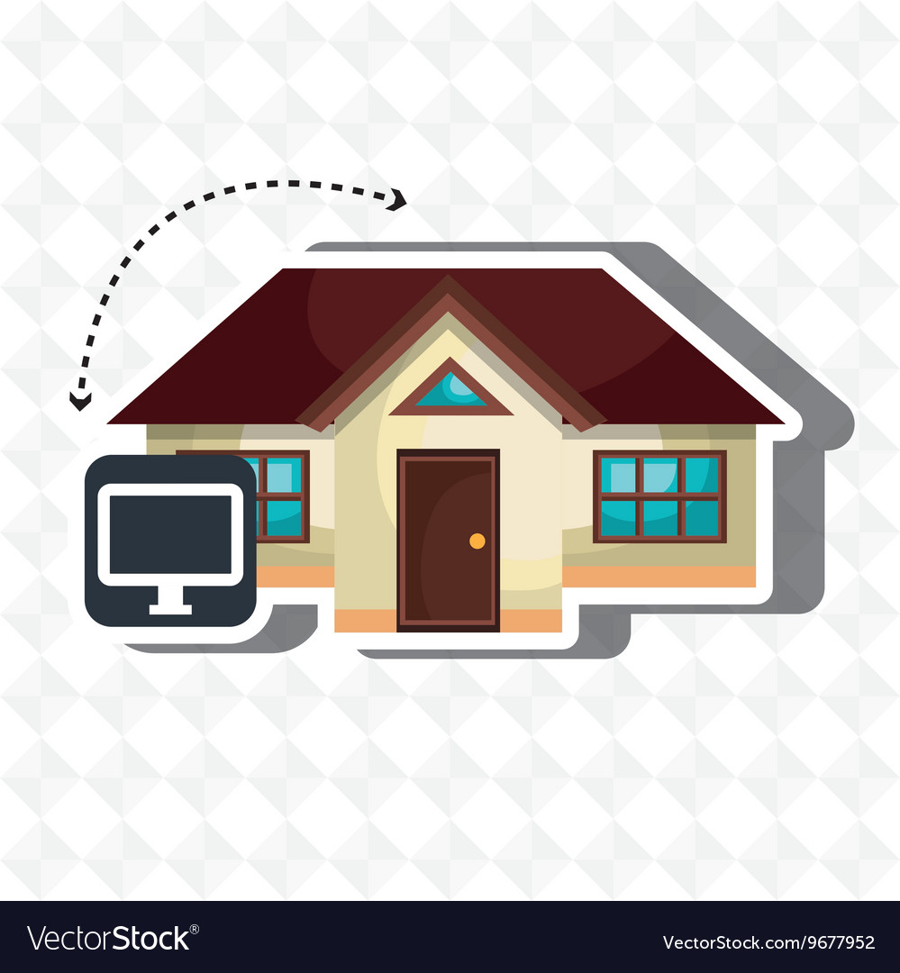 Smart home with computer isolated icon design