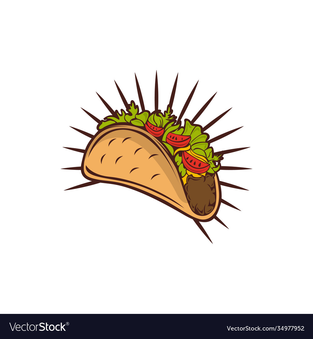 Stylized hot freshly made mexican tacos logo