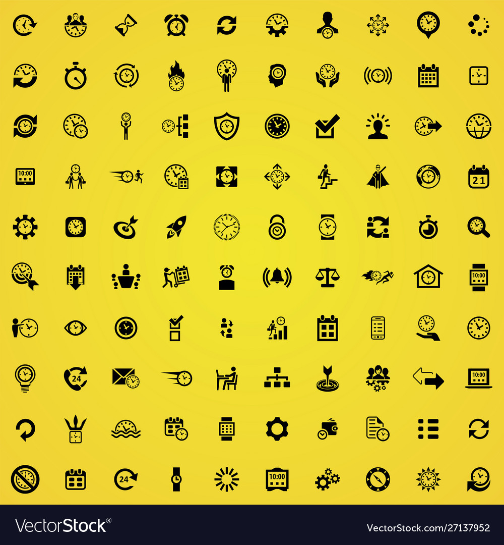 Time management 100 icons universal set for web