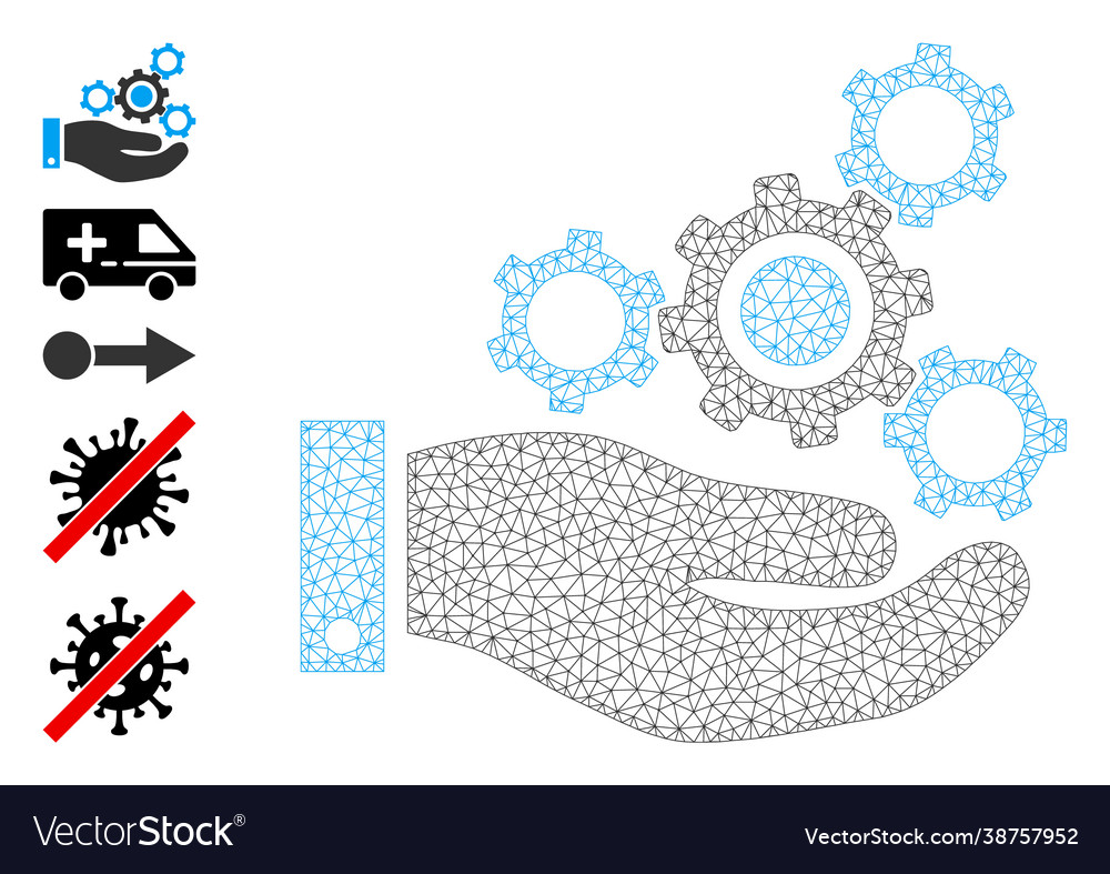 Web mesh mechanics service icon with simple glyphs