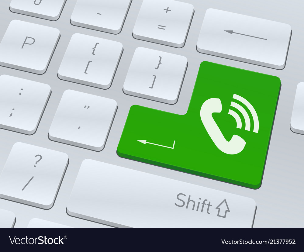 White Computer Keyboard with Phone Symbol