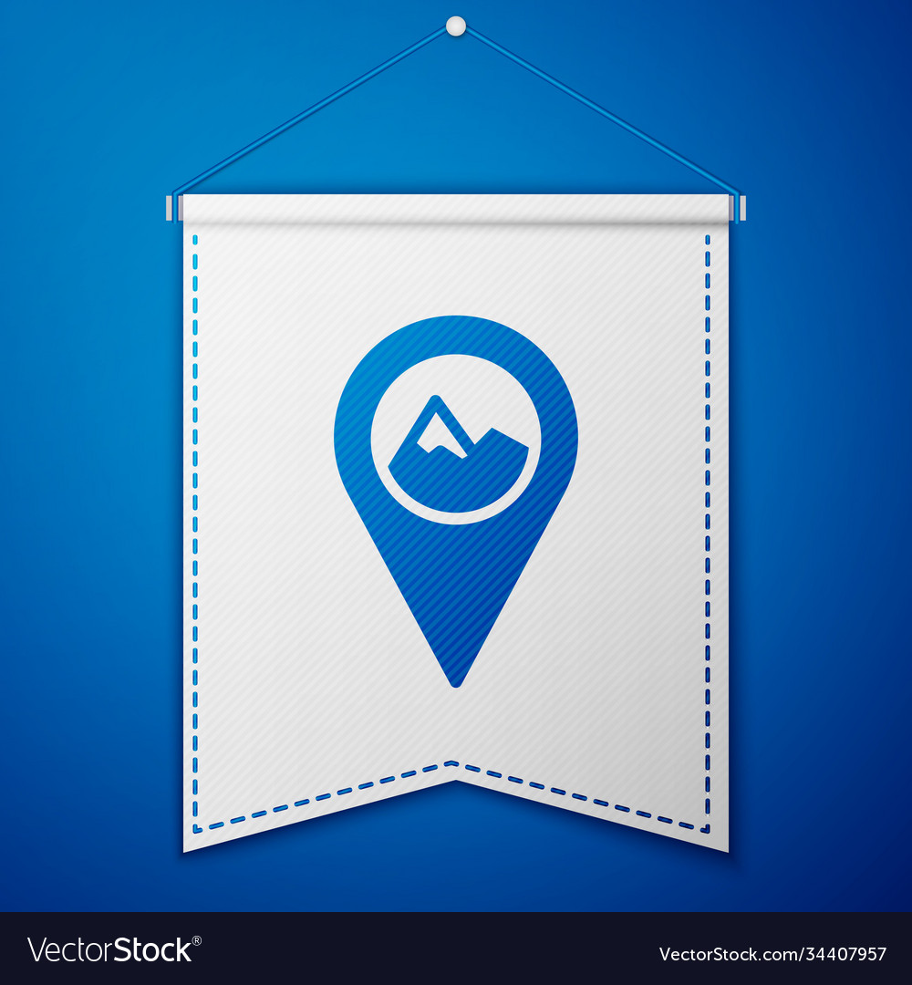 Blue map pointer with mountain icon isolated vector image Blue map pointer with mountain icon isolated