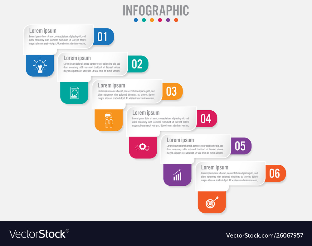 Business infographic labels template with 6 Vector Image