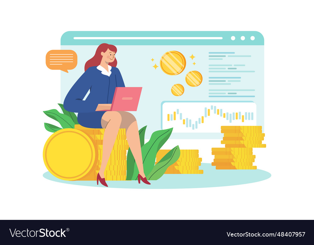 Businesswomen investing in bitcoin royalty free vector image