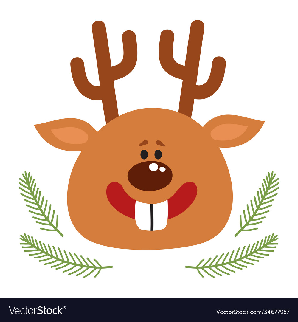 Cartoon christmas deer head