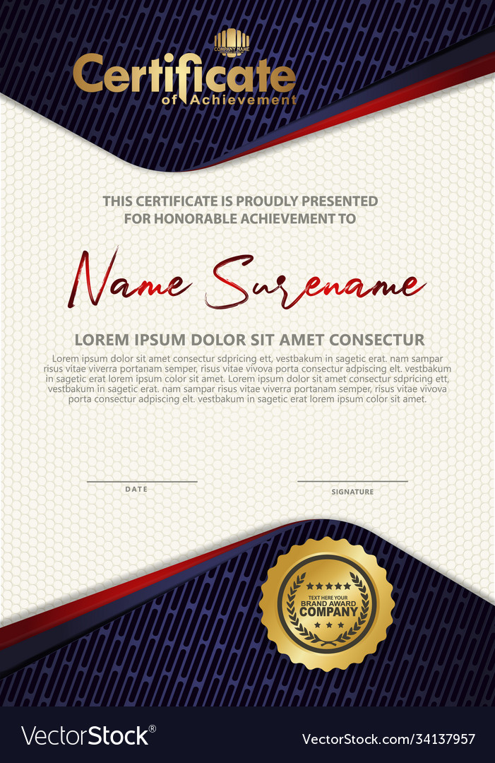 Certificate template with textured background Vector Image