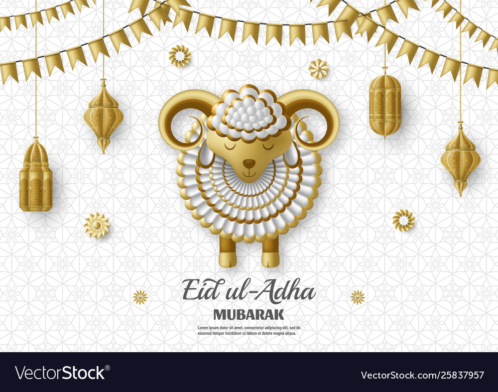 Eid ul adha background islamic arabic lanterns Vector Image