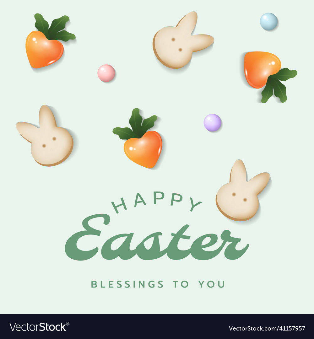 Happy easter square card poster banner or frame