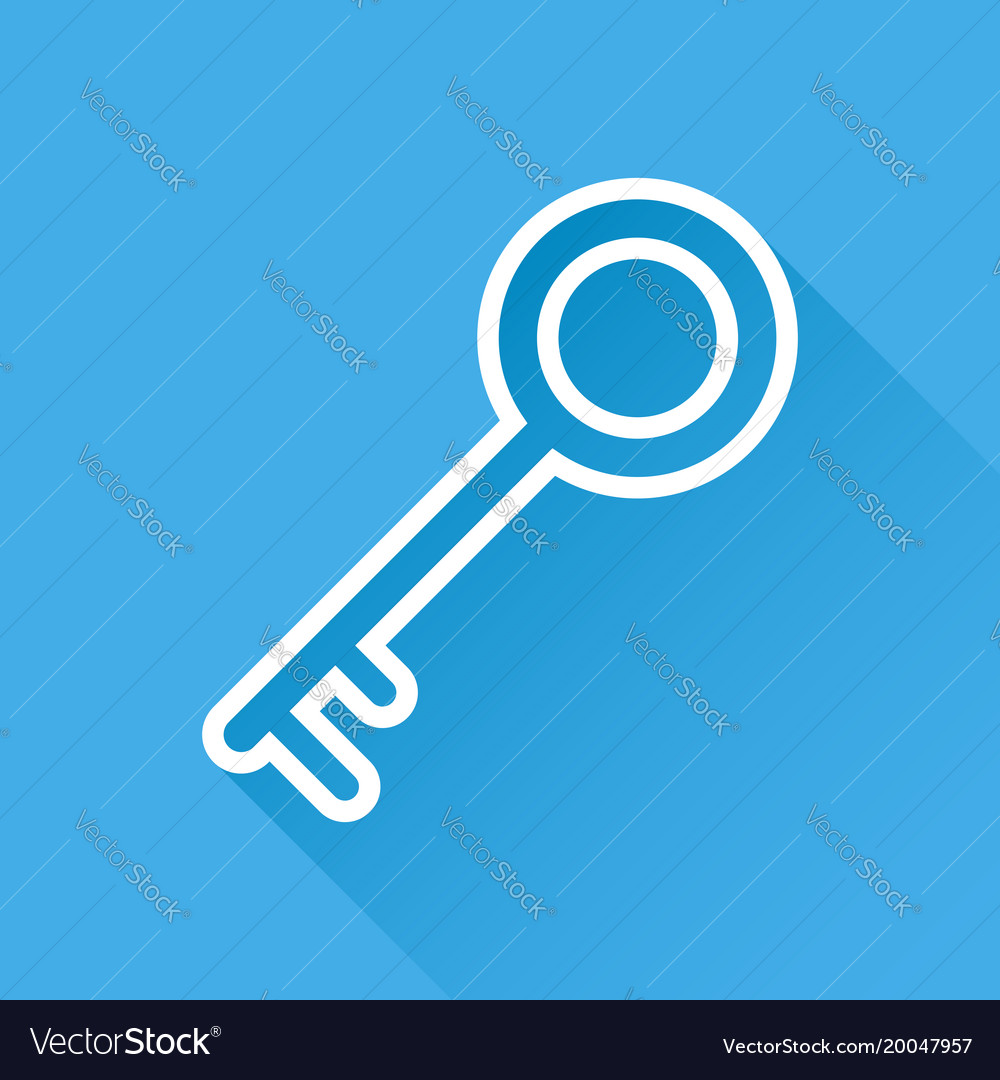 Key icon in flat style isolated on blue