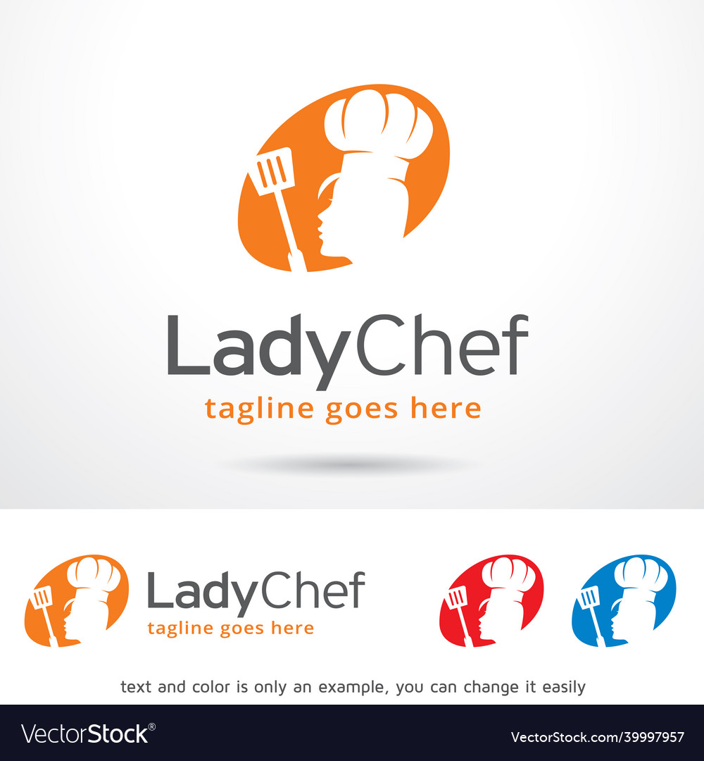 Lady chef logo template Royalty Free Vector Image