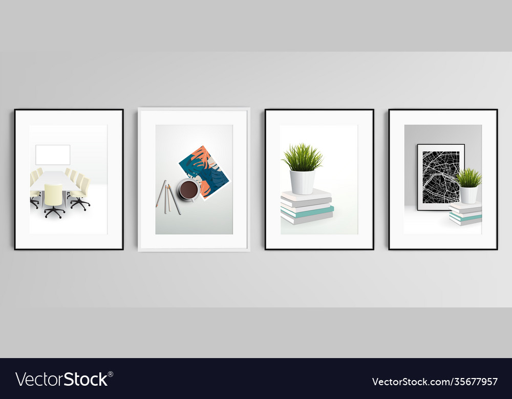 Realistic set picture frames in a4 vector image Realistic set picture frames in a4