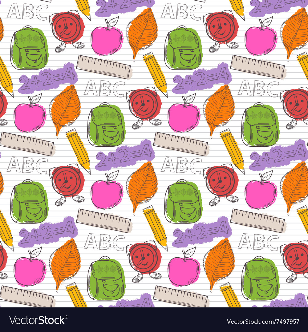 School pattern with color blots