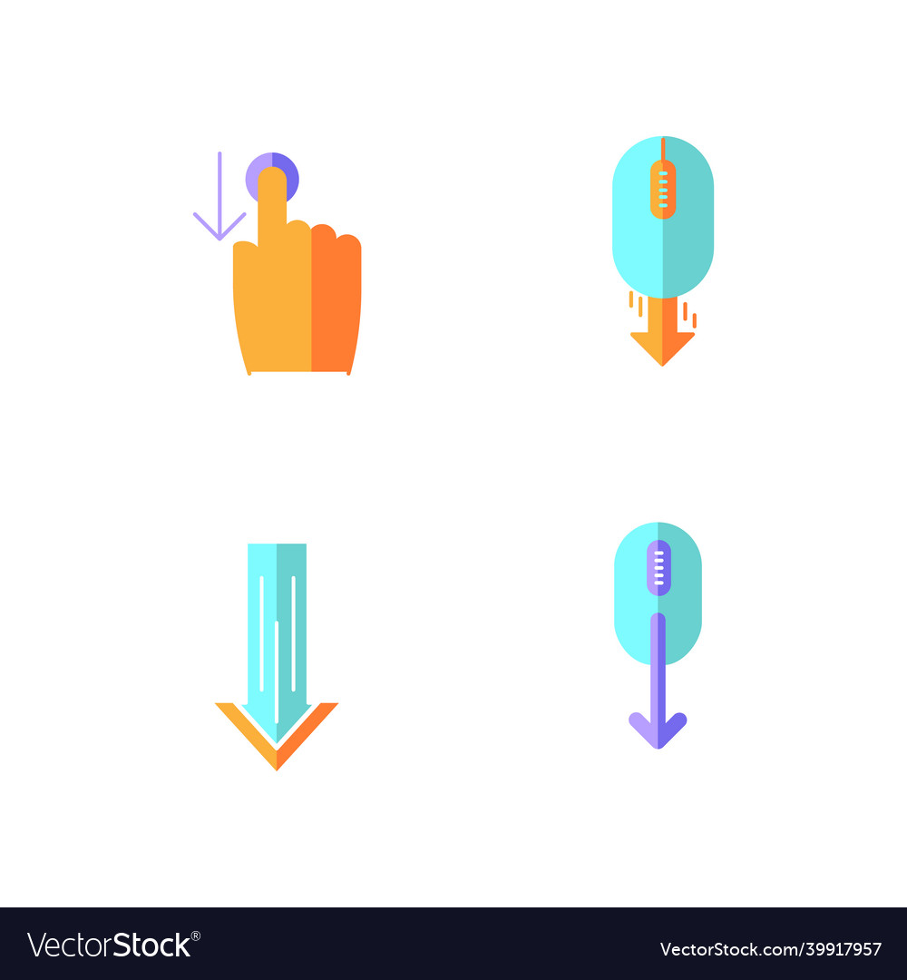 Scrolldown flat design cartoon rgb color icons