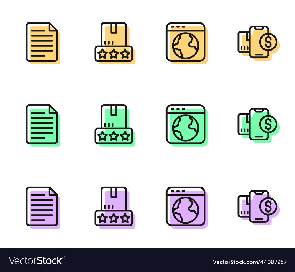 Set line worldwide file document consumer product vector image Set line worldwide file document consumer product