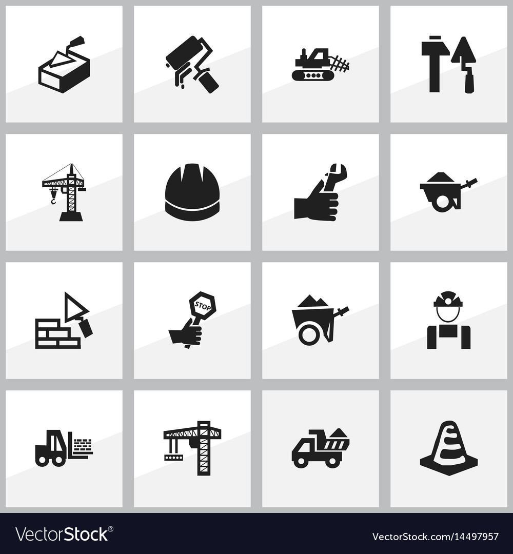 Set of 16 editable building icons includes
