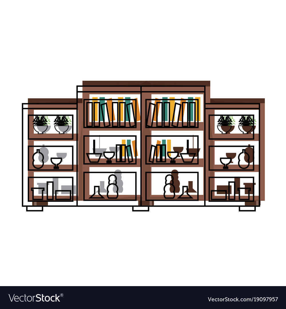 Shelves unit with decorative objects